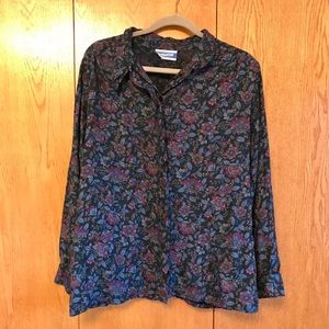 Floral print flannel shirt